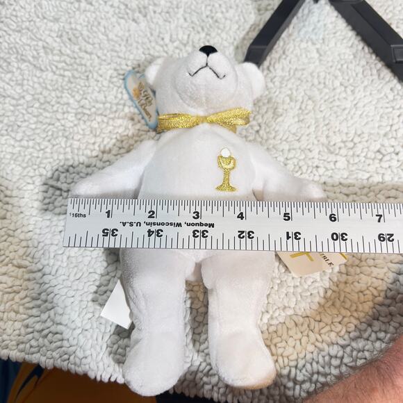 Holy Bears The Original Sacrament Series Communion ~9" Tall 5.75" W White Gold - Picture 13 of 14